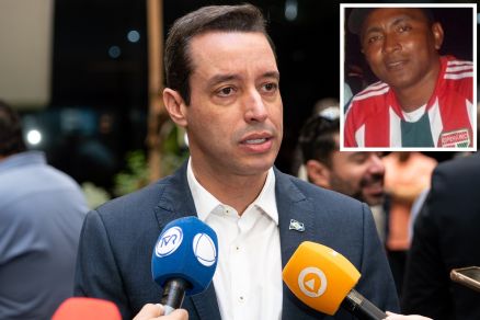 O secretrio Vitor Hugo Bruzulato lamentou a morte do policial penal Jos Arlindo (detalhe) 