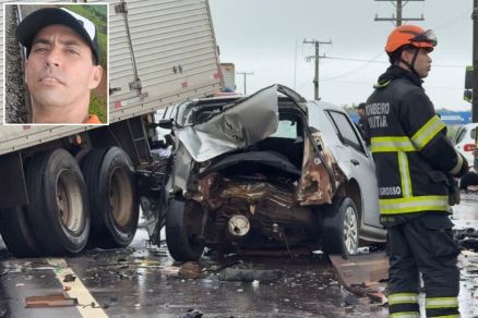 O professor Geovani Munhoz da Silva (detalhe), que morreu em um grave acidente na BR-163,