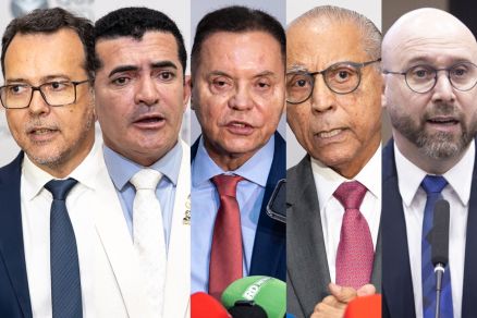 Os candidatos: Ludio Cabral, Elizeu Nascimento, Eduardo Botelho, Jlio Campos e Beto Dois a Um