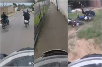 Cmera corporal da PM registra perseguio a moto em Cuiab