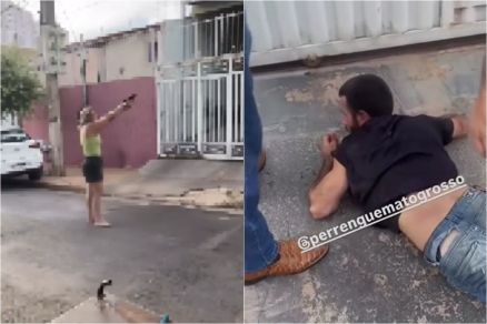 Homem  impedido de furtar casa por moradora armada em Cuiab 