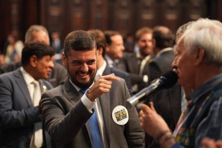 O deputado Rodrigo Bacellar (Unio) na sesso que foi reeleito presidente da Assembleia Legislativa do Rio de Janeiro 