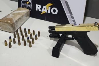 Polcia apreende arma de fogo, munies e tablete de maconha 