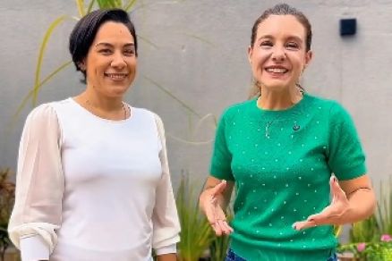 A prefeita de Vrzea Grande, Flvia Moretti, e a agora secretria de Desenvolvimento Econmico, Fabyane Nagazawa