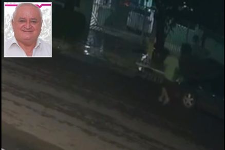 Momento em que idoso, Lair da Rosa (no detalhe), invade casa da ex-companheira