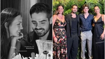 Jo�o Silva posa com a fam�lia e a nova namorada na formatura do irm�o 