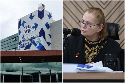 Fachada do Hospital Central e a ju�za M�nica Catarina Perri Siqueira