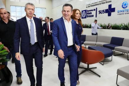 O governador Mauro Mendes, durante inaugura��o do Hospital Central de Cuiab�