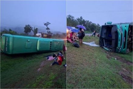 �nibus que levava funcion�rios de frigor�fico se envolve em acidente e deixa mais de 26 feridos 