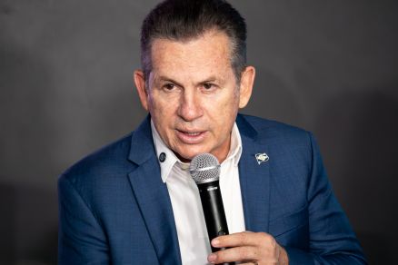 O governador Mauro Mendes, que ressaltou toler�ncia zero ao crime no estado