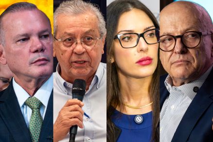 Os senadores Wellington Fagundes (PL), Jayme Campos (Uni�o), a deputada Janaina Riva e o vice-governador Otaviano Pivetta