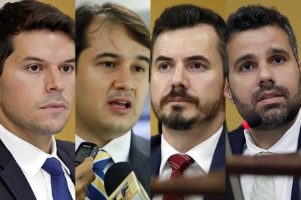 O procurador-geral de contas Alisson Carvalho e os procuradores William de Almeida, Gustavo Deschamps e Get�lio Velasco