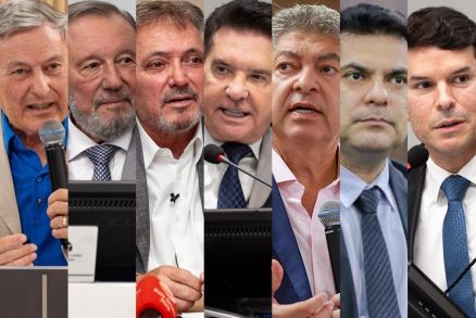 Os conselheiros Waldir Teis, Novelli, Ant�nio Joaquim, S�rgio Ricardo,  Guilherme Malouf, Campos Neto e Alisson Alencar