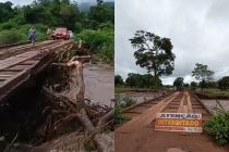 Rio transborda, destr�i cabeceira de ponte e �ilha� moradores