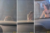 Jade Picon acorda cedo para ir � praia e acaba empurrando o carro 