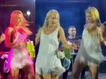 Ang�lica e Virginia fazem dancinha em festa de pr�-r�veillon
