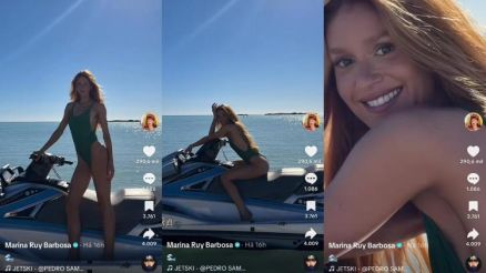 Marina Ruy Barbosa sensualiza em cima de jetski e ganha elogios: 'Maravilhosa' 