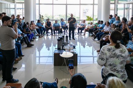 O prefeito Abilio Bunini discutiu pautas da categoria e refor�ar a import�ncia das a��es de conscientiza��o e de combate ao mosquito Aedes aegypti