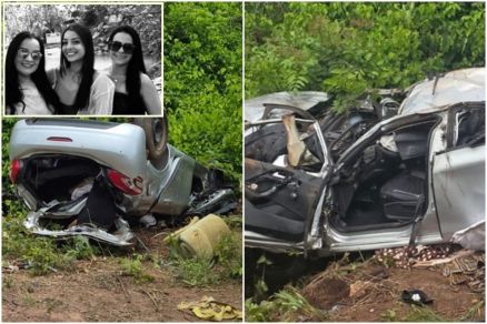 As v�timas do acidente M�nica Rodrigues Arantes, Mary Evelin e Mayara Arantes Lacerda (no detalhe)