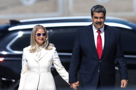 Nicol�s Maduro, no Pal�cio do Planalto, com a primeira-dama Cilia Flores 