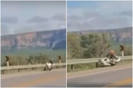 V�deo filmado por pessoas que passavam pela estrada mostrou momento do acidente