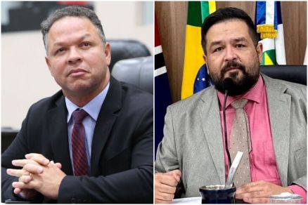 O prefeito de Rondon�polis, Cl�udio Ferreira, e o vereador do Munic�pio, J�nior Mendon�a