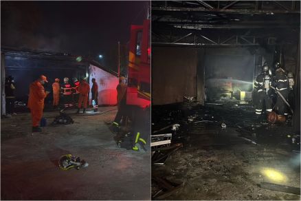 Corpo de Bombeiros combatendo inc�ndio em Cuiab�  