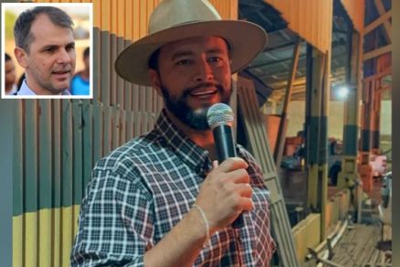 O secret�rio municipal de Infraestrutura de Ju�na, Jonatas Pl�nio, preso durante opera��o, e o prefeito Paulo Veronese (detalhe)