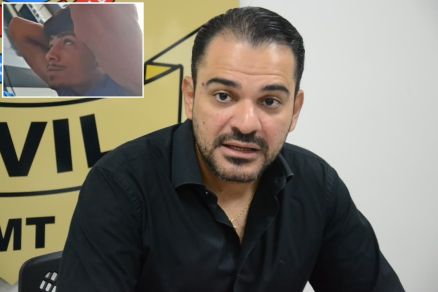 O delegado Caio Albuquerque, titular da (DHPP); em detalhe suspeito preso 