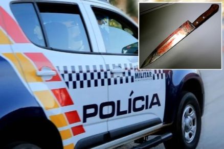 Faca (detalhe) utilizada pelo criminoso para cometer o feminic�dio contra a cunhada 