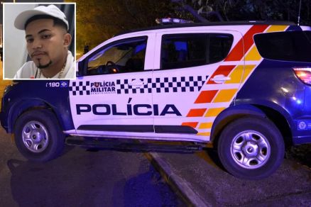 Pol�cia Militar encontrou corpo de Adriano Concei��o (no detalhe) ap�s o crime 