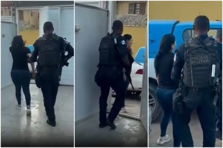 Imagens mostram Anne Silveira sendo conduzida pela PM do Rio de Janeiro 