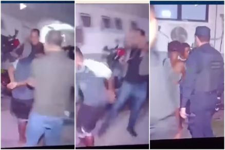 Imagem mostra homem agredindo cinegrafistas em delegacia 
