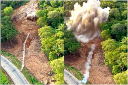 Explos�o de rochas para obra no local foi nesta quinta (15)