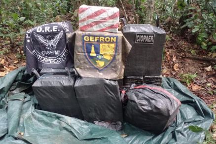 Os  500 quilos de cloridrato de coca�na apreendido em �rea de mata