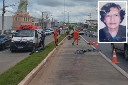 Acidente deixou o corpo da v�tima (detalhe) espalhado pela pista 