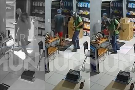 Momento em que dupla invade e furta empresa em Cuiab� 