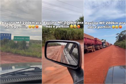 Estrada de MT sendo percorrida entre uma e outra cidade 