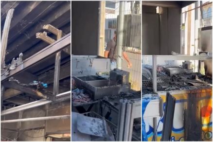 Imagens mostram impacto de inc�ndio a pastelaria de Cuiab� 