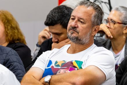 O deputado estadual Gilberto Cattani durante o julgamento dos envolvidos no feminic�dio de sua filha, Raquel Cattani