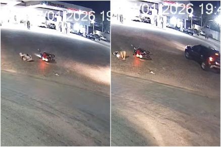 Local do acidente na rotat�ria da Avenida JK com a Avenida Marechal Rondon, em Nobres, onde moto e carro colidiram