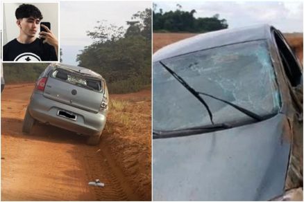 Local do acidente na Rodovia MT-130, onde um VW Fox capotou na tarde desta quarta-feira (28). O motorista, Anderson n�o resistiu