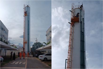 Reservat�rio de cerca de 50 metros em que a v�tima caiu em Cuiab� 