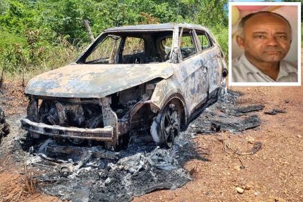 O carro de Isac Cassemiro dos Santos (detalhe) foi encontrado incendiado e ele est� desaparecido