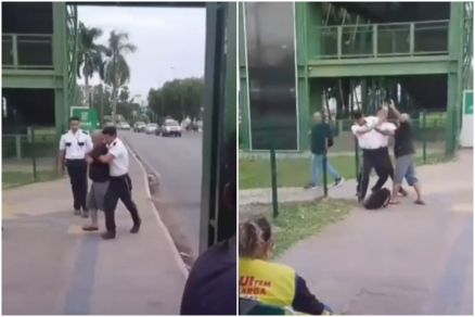 V�deo divuglado nas redes sociais mostra briga entre idoso e seguran�as na Rodovi�ria de Cuiab�