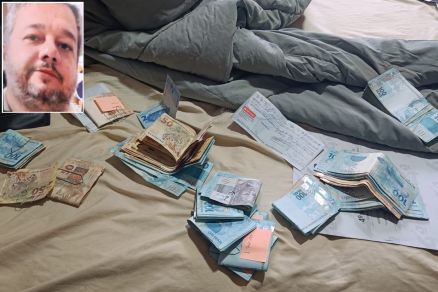 A Pol�cia encontrou R$ 27 mil em esp�cie na casa do empres�rio Fabr�cio Campana (detalhe)