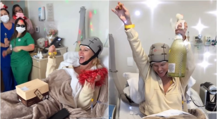 Val Marchiori celebra fim do ciclo de quimioterapia