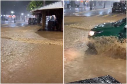 Rua da cidade ficou alagada e chamou aten��o dos moradores
