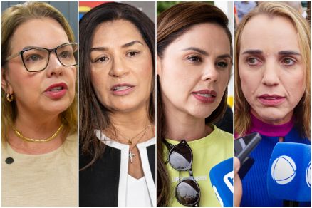 As vereadoras Paula Calil, Dra. Mara, Michelly Alencar e Kati�scia Manteli, que registraram o boletim de ocorr�ncia
