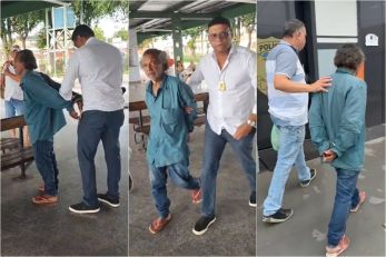 V�deo mostra acusado de homic�dio sendo preso em terminal